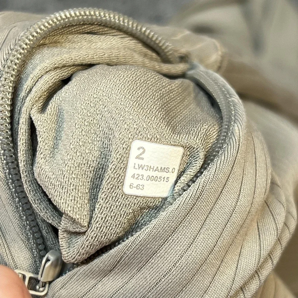 Lululemon Pullover Womens 2 Beige Ribbed 1/4 Zip Mock Neck Athletic Running Top